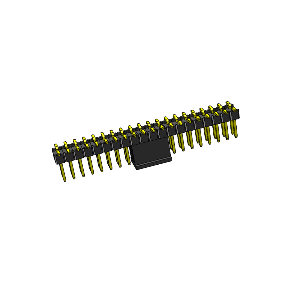 Pitch 2.54mm 180° 双排 SMT+CAP 单塑排针 PA:5.84 PC:7.3 2X20Pin 黑色 镀全金G/F